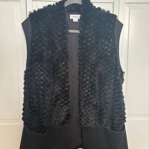 🐇 Helmut Lang 100% Rabbit Fur Black Textured Vest Size Medium 🐇